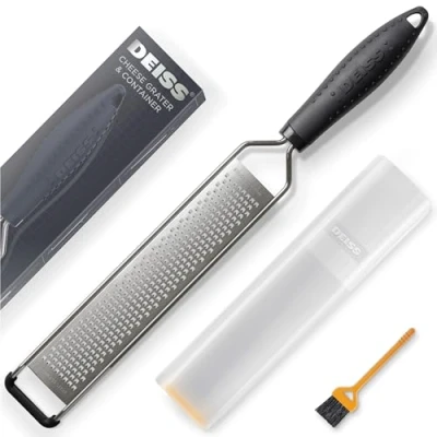 Obrázek Deiss LUX Feine Reibe &amp; Zester für Zitrone, Parmesankäse Handreibe Gewürze, Zitrusfrüchte, Hartkäse, Knoblauch, Schokolade, Nüsse, Ingwerreibe Gemüsehobel Edelstahlreibe