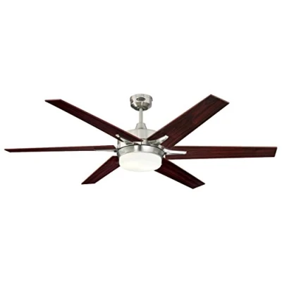 Obrázek 72077 Cayuga stropní ventilátor 152 cm, kartáčovaný nikl, pro vnitřní použití, sada svítidel s opálovým sklem