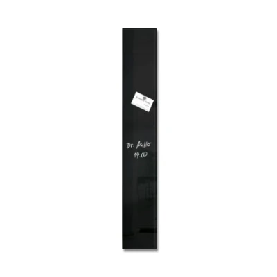 Obrázek SIGEL GL100 malá prémiová skleněná magnetická tabule 12 x 78 cm černá s vysokým leskem, testováno SGS, jednoduchá montáž, vč. 2 magnetů, lišta, pro kancelář a kuchyni, artverum