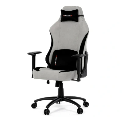 Obrázek Herní křeslo, stříbrná látka, houpací mechanismus, polohování opěradla 90 180, 3D područky, polštáře z paměťové pěny, KA F12 SIL2