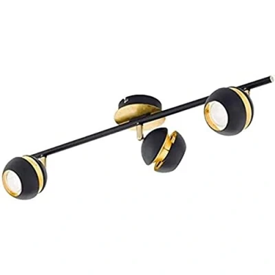Obrázek EGLO LED stropní svítidlo Nocito, se 3 žárovkami, zářič z kovu, lampa do obývacího pokoje v černé, zlaté, chodby, bodová světla vč. osvětlovacího prostředku GU10,