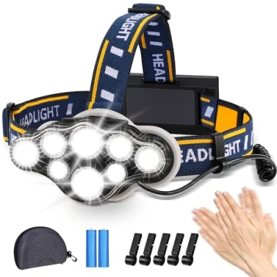 Obrázek Stirnlampe, Superheller Kopflampe 18000 Lumen 8 LED Modi mit Rotem Warnlicht, USB Stirnlampe Wiederaufladbare Wasserdicht, Perfekt für Arbeit, Outdoor, Camping, Wandern, Angeln
