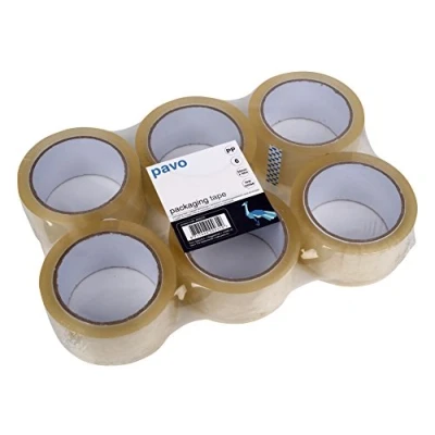 Obrázek Pavo 8000319 6 rolí Premium PP Pack pro/lepicí páska, Low Noise/tichý Abro Otoků, 66 m, 50 mm, Průhledná