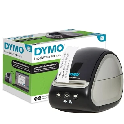 Obrázek DYMO Tiskárna štítků LabelWriter 550 Turbo Popisovací zařízení s vysokorychlostním termomodirektním tiskem automatické rozpoznání tiskne přípojkou USB/LAN EU zástrčka