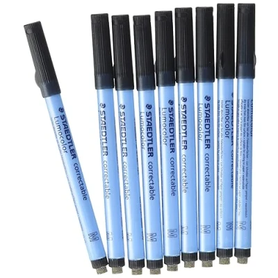 Obrázek STAEDTLER 305 M 9 Lumocolor correctable fóliový popisovač špice M, cca 1,0 mm, 10 kusů v kartonovém pouzdře, černý