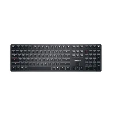 Obrázek CHERRY KW X ULP, ultra plochá mechanická high end klávesnice, rozložení EU (QWERTY), bezdrátová multifunkční klávesnice pro až 4 zařízení, nabíjecí, černá