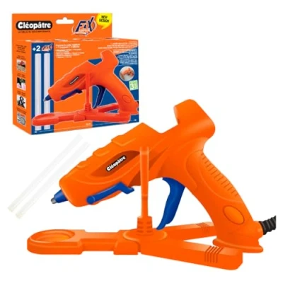 Obrázek Cléopâtre Mini Klebepistole Cléo Gun Duo mit Standfuß, Tropfschale und 2 Klebepatronen, geeignet für Collagen von Karton, Keramik Plastik