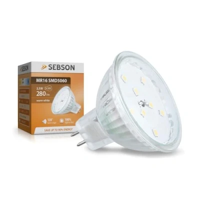 Obrázek SEBSON LED žárovka GU5.3 / MR16 teplá bílá 3,5 W, nahrazuje 30 W žárovku, 280 lumenů, 12 V DC, světelný zdroj 110