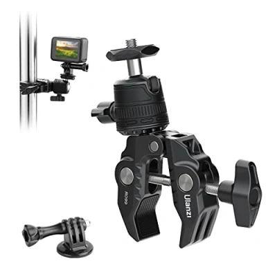 Obrázek ULANZI svorka stativ, R099 Mini Magic Arm se super lampou, s 360 kulovým ramenem a šroubem 1/4 palce, držák kamery motocykl pro DSLR kameru, monitor, akční kameru