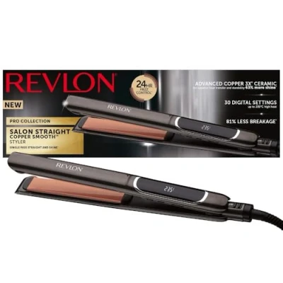 Obrázek REVLON PROFESSIONAL Pro Collection Salon Straight Extra Lang Copper Žehlička na vlasy, 125 mm, RVST2175E, černá