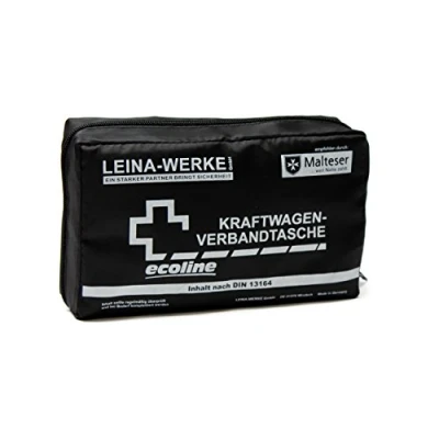 Obrázek Leina Werke 11038 autolékárnička Compact Ecoline se suchým zipem, černá/bílá, bílý potisk