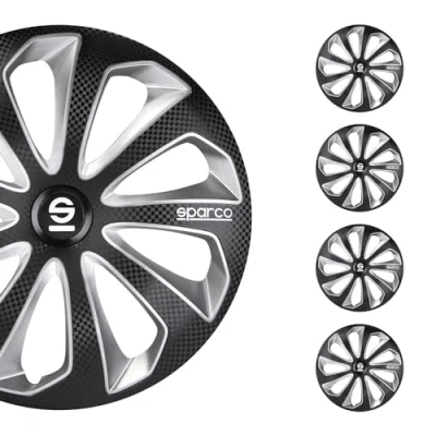 Obrázek Sada Sparco ozdobné kryty kol Sicilia 15 palců černá/stříbrná/uhlíková