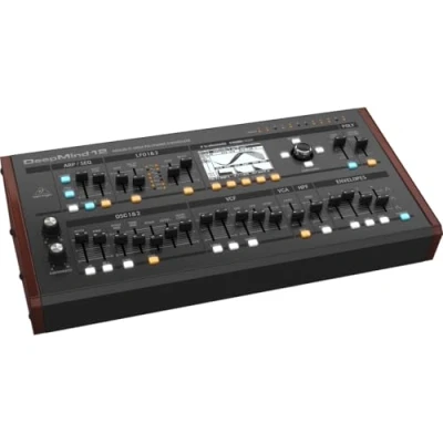Obrázek Behringer DEEPMIND 12D pravý analogový 12hlasý polyfonní stolní syntezátor se 4 FX motory, 2 OSCs, LFOs na hlas, 3 generátory ADSR, 8kanálová modulační matice, 32stupňový řídicí sekvencer