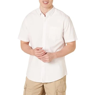 Obrázek Amazon Essentials Pánská oxfordská košile s krátkým rukávem náprsní kapsou, normální střih, bílá, XL