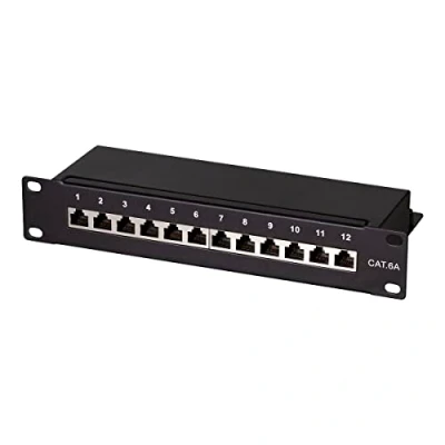 Obrázek LogiLink Professional Cat.6A (500 MHz) patch panel rozváděcí pole, 10&quot;, STP (stíněný) 12 portů (RJ45)