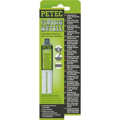 Obrázek Petec Tekutý kov dvousložkové lepidlo epoxidová pryskyřice. 2K na s vysokou pevností 25 ml bez směšovací trubky. Dva komponenty lepidla plast, dřevo, keramiku, ocel, železo a beton