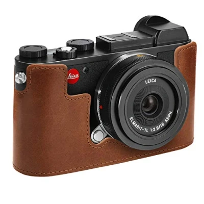 Obrázek MegaGear Leica CL Ever Ready pravá kůže polopouzdro na fotoaparát s popruhem nošení hnědá