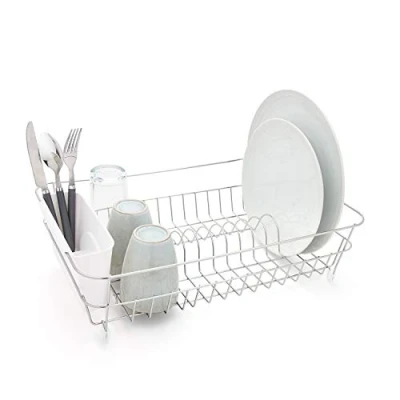 Obrázek simplywire Abtropfgestell Rostfreies Trockengestell Chrom mit weißem Besteckkorb