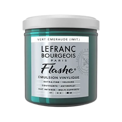 Obrázek Lefranc Bourgeois 300649 Flashe akrylová barva &amp; vinylová barva, vysoce pigmentovaná, elastická, stálá na světle, odolná proti stárnutí, matná, pro vnitřní i venkovní použití, květináč 125 ml smaragdově zelená