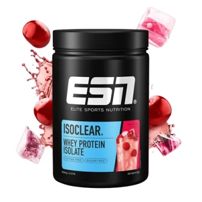 Obrázek ESN ISOCLEAR Whey Isolate Protein prášek, Fresh Cherry, 908 g, proteinové limo s ovocně chutnou chutí, clear Whey, ověřená kvalita made in Germany