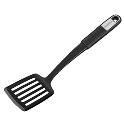 Obrázek Fackelmann obracečka s drážkami 33 cm SENSE, funkčním dílem z plastu, protiskluzová rukojeť Soft Touch, pro potažené pánve a hrnce (barva: stříbrná/černá), množství: 1 kus