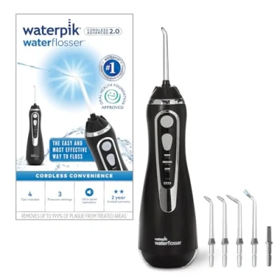 Obrázek Waterpik Bezdrátová ústní sprcha Advanced, 4 nástavce, rozsah tlaku 3,15,2 bar, 3 nastavení tlaku, indukční systém nabíjení, černá