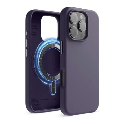 Obrázek elago Magnetické silikonové pouzdro kompatibilní s iPhone 16 Pro, 6,3 palce, veškerým příslušenstvím MagSafe zabudované magnety, silikon Soft Grip, nárazuvzdorné (tmavě