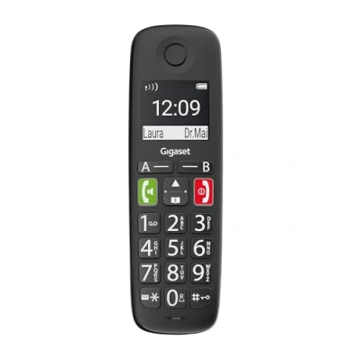 Obrázek Gigaset E290HX Univerzální mikrotelefon bezdrátový IP telefon (pro seniory pro připojení k základnové stanici nebo routeru s velkými tlačítky, extra hlasitou funkcí, slučitelnou naslouchadly) černá