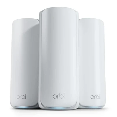 Obrázek NETGEAR Orbi WiFi 7 Mesh Netzwerksystem (770 Serie) Router mit 2 Satelliten Repeatern Abdeckung von bis zu 540 m², 100 Geräten, 11 GBit/s (RBE773)