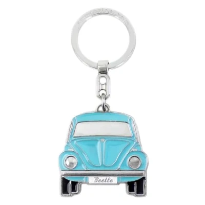 Obrázek BRISA VW Collection Volkswagen Emaillierter Metall Schlüssel Anhänger Ring Schlüsselbund Accessoire Keyholder im Käfer/Beetle Design (Front/Blau)