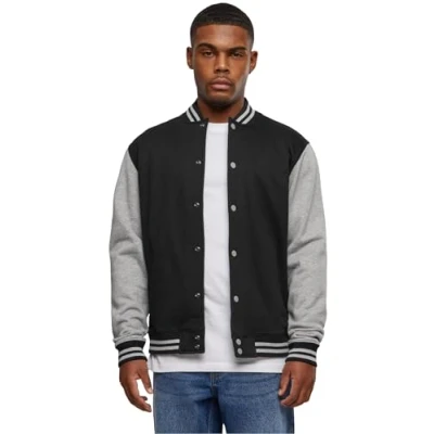 Obrázek Urban Classics Pánská mikina 2 tone College Sweatjacket, dvoubarevná pro muže, k dostání v různých barvách, velikosti XS 5XL, Černá/šedá