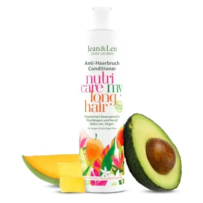 Obrázek Jean &amp; Len Conditioner Nutri Care Mango avokádo, pro dlouhé a poškozené vlasy, působí proti lámání vlasů, zlepšuje hydrataci, bez parabenů silikonů, veganský, 300 ml