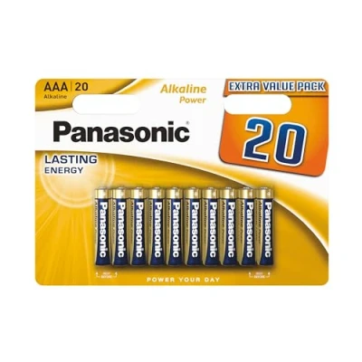 Obrázek Panasonic, AAA batterien, 20 Stück, Micro, LR03, Alkaline, 1.5V, Auslaufschutz, 7 Jahre bei Lagerung, am besten für Fernbedienungen, Waagen, Uhren, langlebige, verlässliche Energie