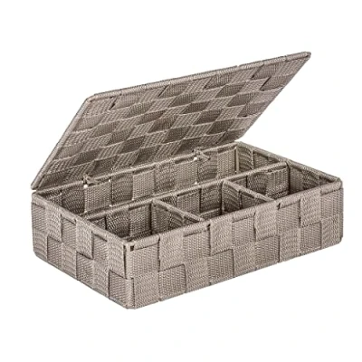 Obrázek WENKO 22578100 Adria úložný koš s víkem Taupe Small koupelnový koš, polypropylen, 26,0 x 17,0 7,5 cm