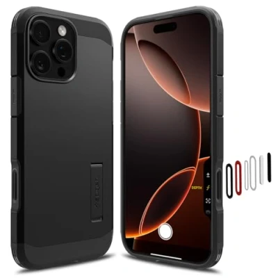 Obrázek Spigen Pro iPhone 16 Max ovládání kamery aktivované pouzdro Tough Armor T (AI) MagFit, kompatibilní s příslušenstvím MagSafe černé