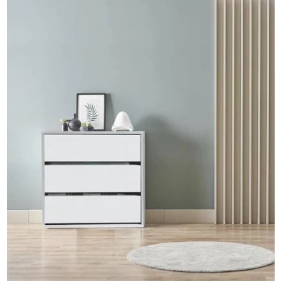 Obrázek Dmora Newport Kommode, Kommode mit 3 Schubladen, Niedrige für die Garderobeneinrichtung, Moderne 60x44h57 cm, Weiß