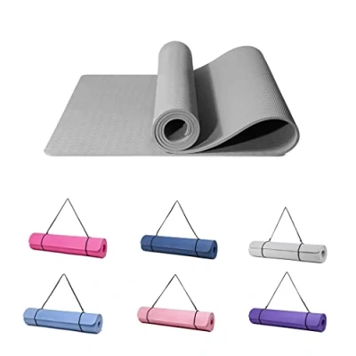 Obrázek Good Nite Gymnastická podložka na jógu fitness protiskluzová cvičení sportovní gymnastika pilates podlahu s popruhem 183 x 61 0,6 cm (šedá)