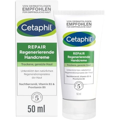 Obrázek CETAPHIL Repair regenerační krém na ruce, 50 ml, pro namáhané, citlivé a suché regeneruje po namáhavé činnosti, s provitaminem B5, vitaminem B3, E olejem z pupalky