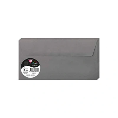 Obrázek Clairefontaine 5635C balení s 20 obálkami pylový formát DL 11 x 22 cm, 120 g, samolepicí, ideální pro pozvánky a korespondenci, prémiový hladký papír, ocelově šedá, 1