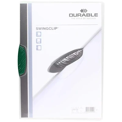 Obrázek DURABLE Upínací desky Hunke &amp; Jochheim SWINGCLIP®, PP, 30 listů, zelená svorka, transparentní