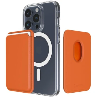 Obrázek Sinjimoru Magnetic Wallet für Handy, Premium Vegan Leder Telefon Brieftasche MagSafe 3 Karten Halter Kompatibel mit iPhone 16 Plus Pro Max 15 14 13 12 Serie. M Viica Clementine