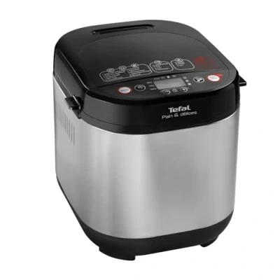 Obrázek Tefal Pekárna chleba PF240E Pain&amp;Délices 20 programů na pečení 3 nastavitelné velikosti a stupně opečení, také koláče, pizzu, těsto těstoviny, nepřilnavý povrch, černá/ušlechtilá ocel