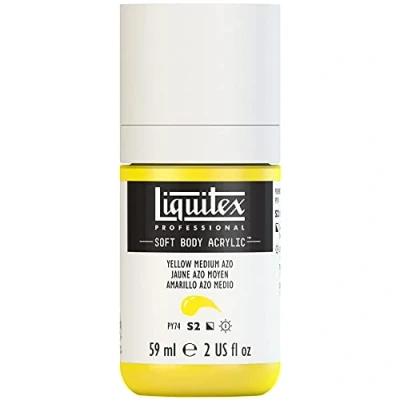 Obrázek Liquitex 1959412 profesionální akrylová barva Soft Body umělecká v krémové krycí konzistenci, vysoká pigmentace, stálobarevná a odolná proti stárnutí, 59 ml láhev středně žlutá azo