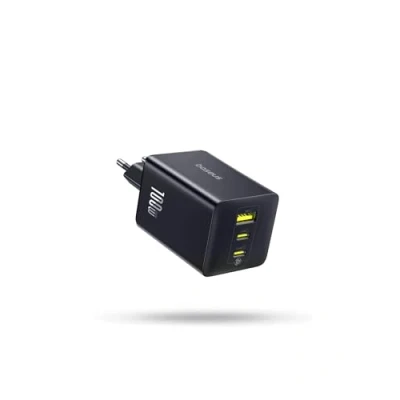 Obrázek Baseus Enerfill USB C nabíječka 100 W, 3 porty síťový zdroj, PD s PPS, rychlonabíječka GaN kompatibilní MacBook Pro/Air, iPad, notebook, iPhone 16 Pro Max, Galaxy S25, Pixel, černá