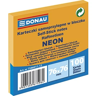 Obrázek Donau 7586011 12 lístky, 76 x mm, 1 100 listů, Neon, Oranžová