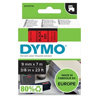 Obrázek Dymo S0720770 D1 etikety (samolepicí, pro tiskárnu LabelManager, role 6 mm x 7 m), černá na průhledné.