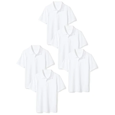 Obrázek Amazon Essentials Chlapecké polokošile Piqué s krátkým rukávem, uniforma, balení 5 ks, bílé, 6 7 let