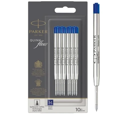 Obrázek Parker Ballpoint Pen Refills Medium Point Blue QUINKflow Ink 10 Count