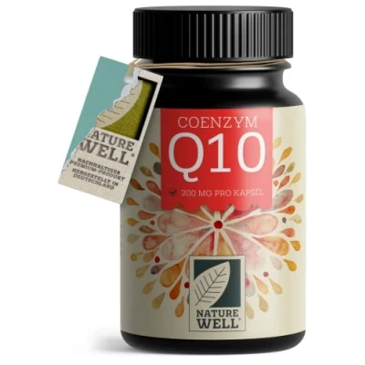 Obrázek Q10 kapslí ve vysoké dávce 120 x s 200 mg koenzymu v kapsli, vysoce kvalitní koenzym veganský z fermentace, bez nežádoucích přísad, zásoba na 4 měsíce NatureWell