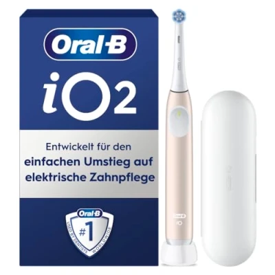 Obrázek Oral B iO Series 2 elektrický zubní kartáček / kartáček, 1 nasazovací 3 režimy čištění pro péči o zuby, magnetická technologie, cestovní pouzdro, Designed by Braun, Calm Pink